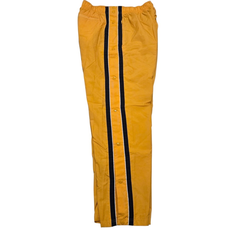 Vtg Champion Tear Away Basketball Track Pants Gold w Blue Side Stripes Men's L